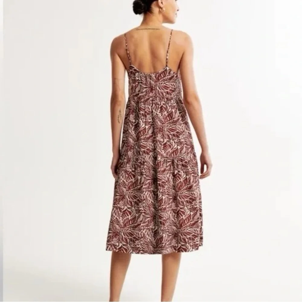 ABERCROMBIE | Brown & Cream Trapeze Midi Dress | SIZE XXS - Picture 2 of 8